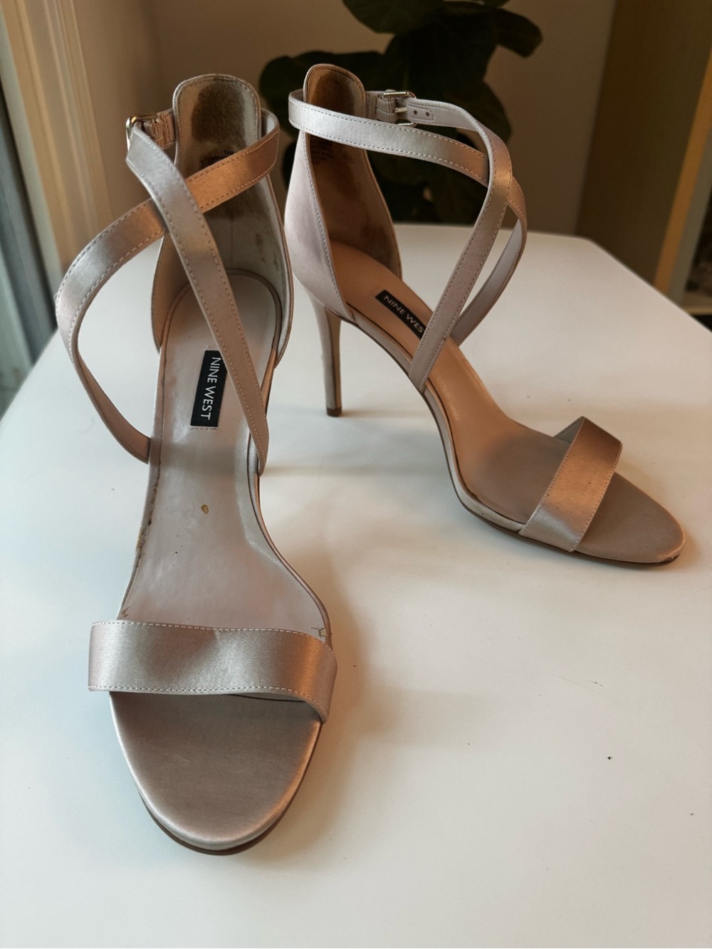 Nine West Beige Cross-Strap Heeled Sandals Size 12
